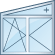Трапециевидное двустворчатое окно с фрамугой, поворотной  и поворотно-откидной створкой